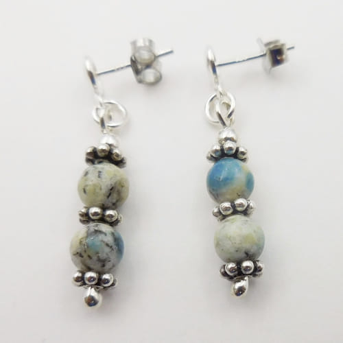 DKC-1129 Earrings Double Beads/Silver $50 at Hunter Wolff Gallery